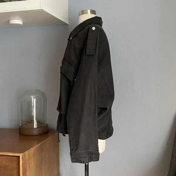 Neon Blonde High Flyer Oversized Denim Jacket Washed Black - Picture 6 of 10